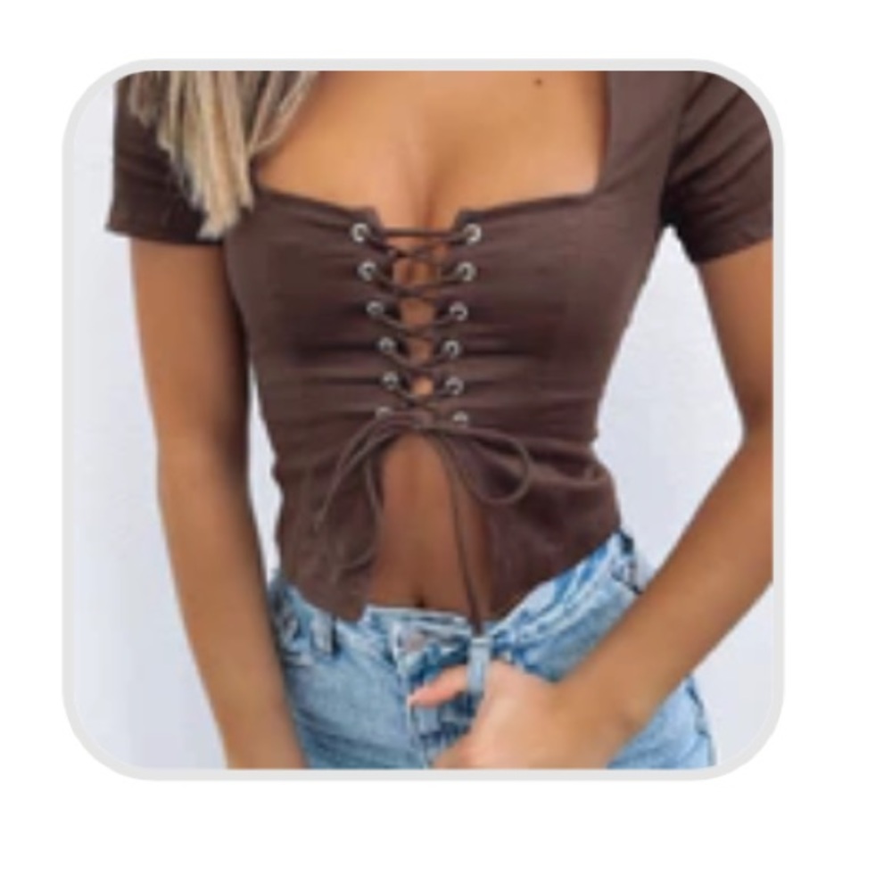 White fox boutique brown top.